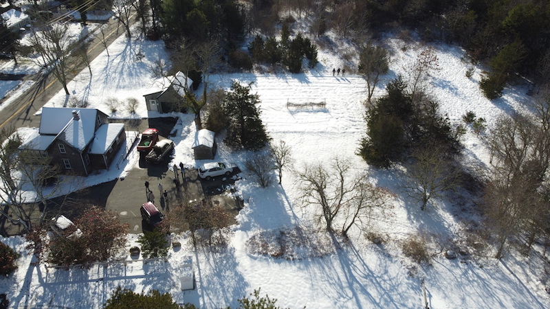 The garden to the rear of Emerald House. The view looks south with the Emerald House to the left and the ploughed garden space surrounding the grape vine to the upper right. Photo courtesy of Onjalé Scott-Price https://www.oscottprice.com/