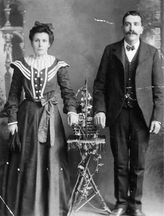 Wedding photo of Manuel and Estrella Emerald after their service in 1903 at St Joseph’s Church in Woods Hole. Courtesy Bea Emerald